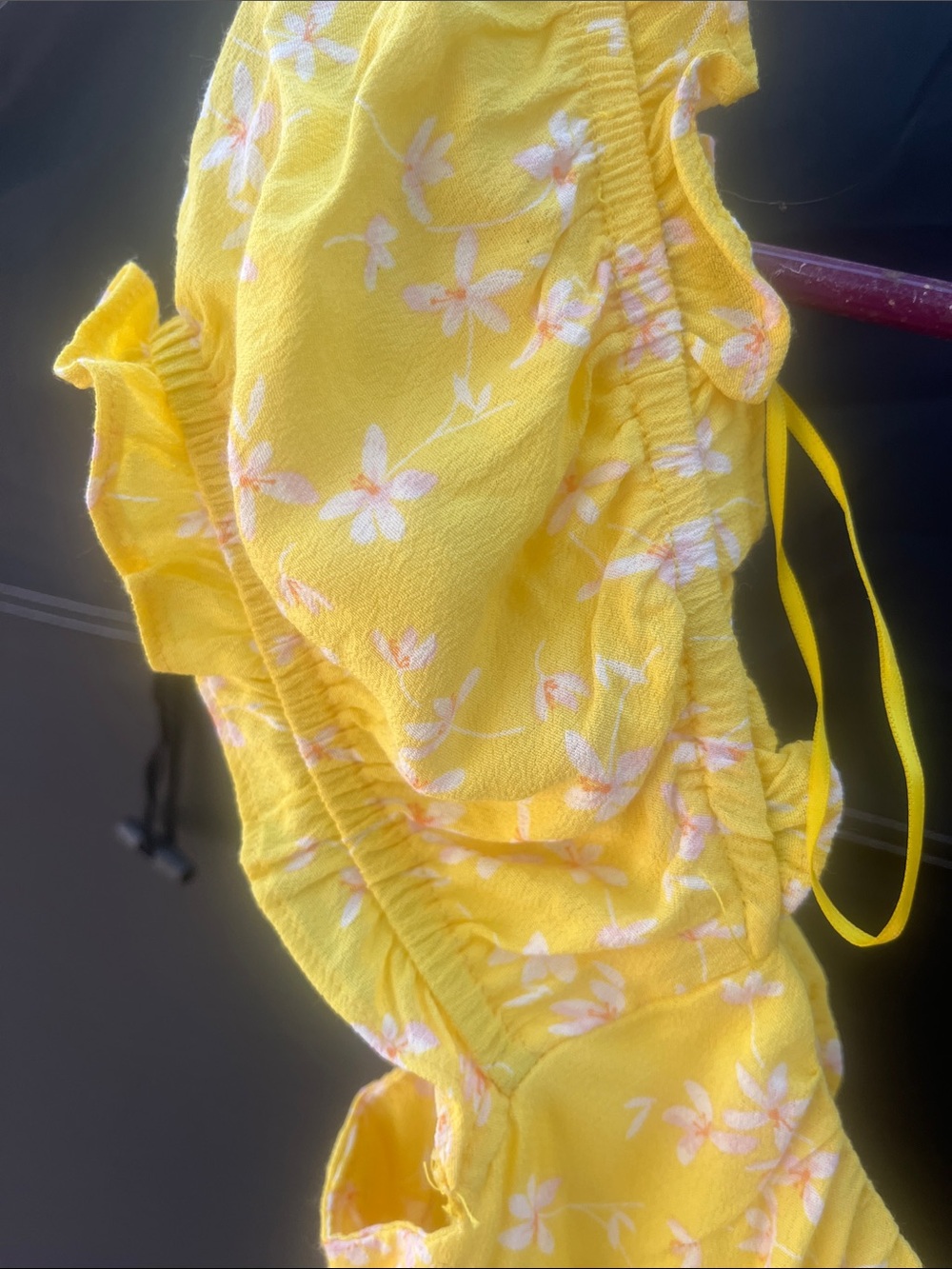 Sophie Rue Yellow Floral Mini Dress with Puff Sleeves - Picture 3 of 8